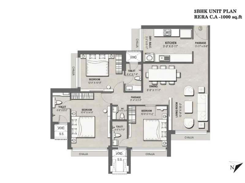 3 Bed Floor Plan
